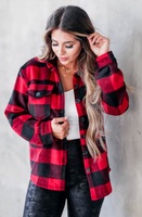 CBRAND STAY AWHILE PLAID SHACKET - RED