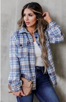 CBRAND STAY AWHILE PLAID SHACKET - BLUE