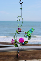 Hummingbird Pink LED Solar Wind Chime