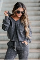 CBRAND GO MY WAY ACID WASH LOUNGEWEAR - CHARCOAL