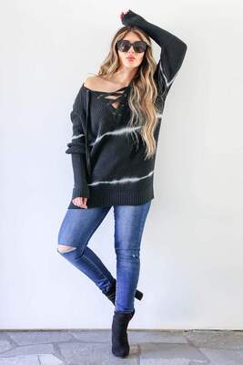 CBRAND IT'S CLOSE TO MIDNIGHT DIP DYE SWEATER - BLACK