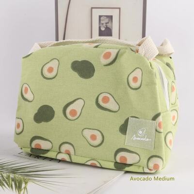 XL/M Orange/Avocado/Lemon/Peach Insulated Lunch Bag, Linen Lunch Box Tote, Fruit Zipper Tote Bag, Large Cute Picnic Bag, Back To School Gift